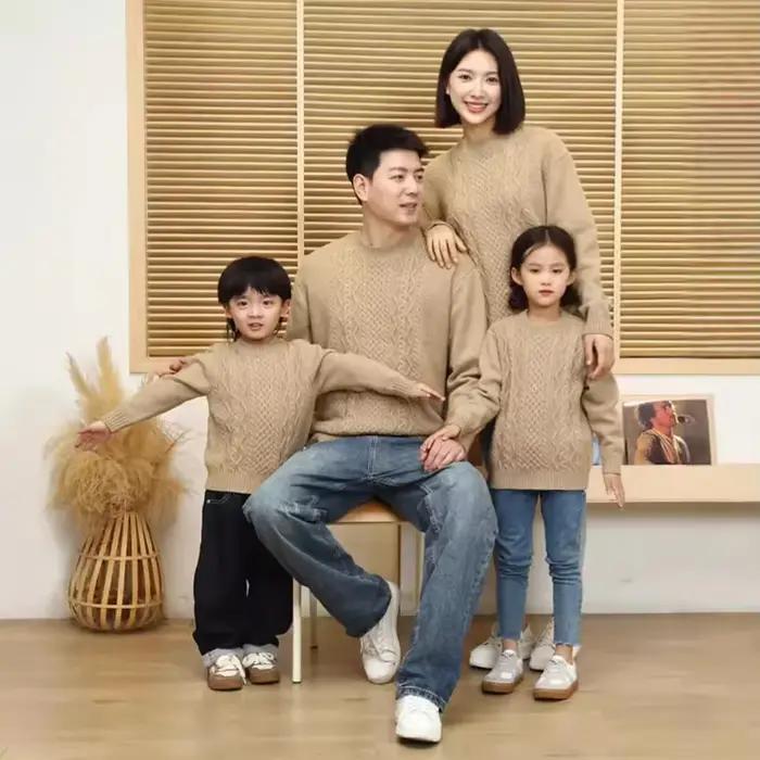 Pull d'hiver en tricot à manches longues pour parents et enfants