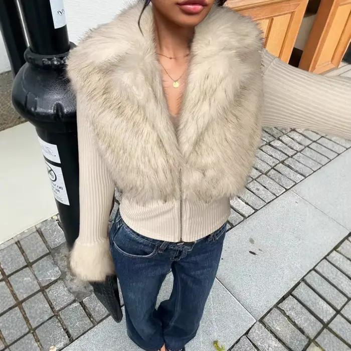 Cardigan épissé en peluche