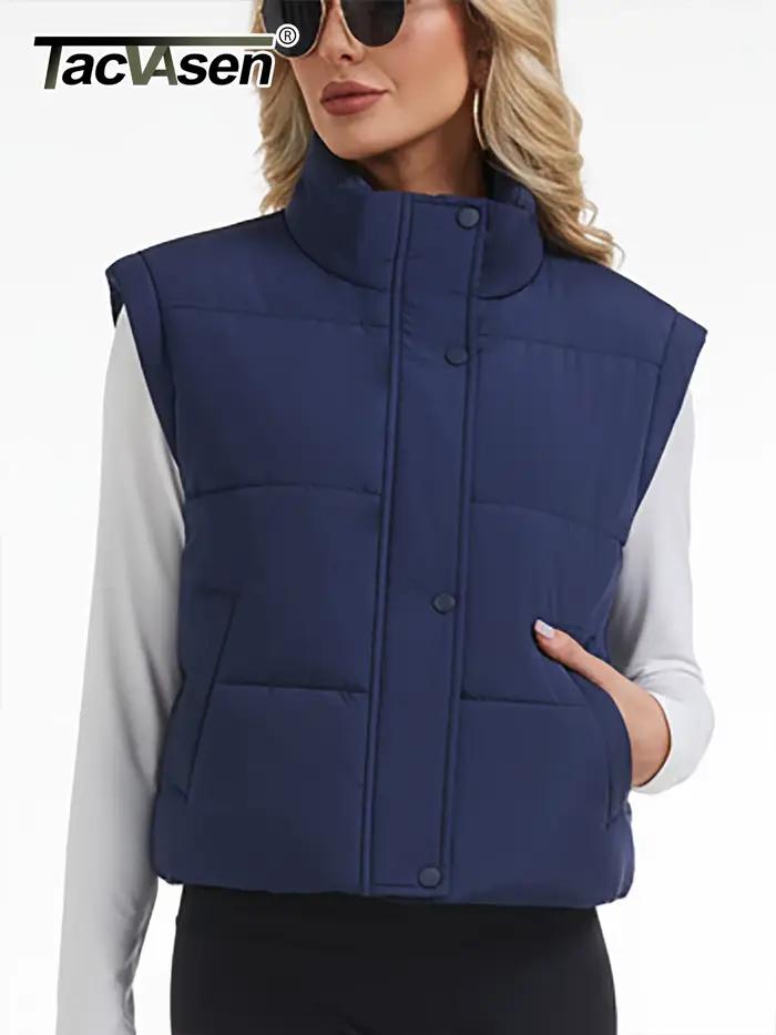 TACVASEN Gilet à col montant pour femme