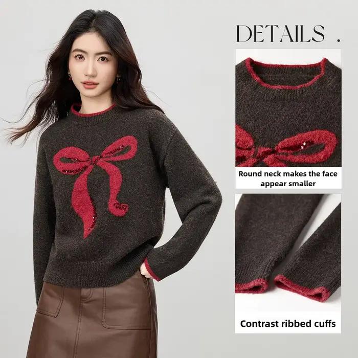 Pull à nœud brodé de perles SENTUBILA pour femme