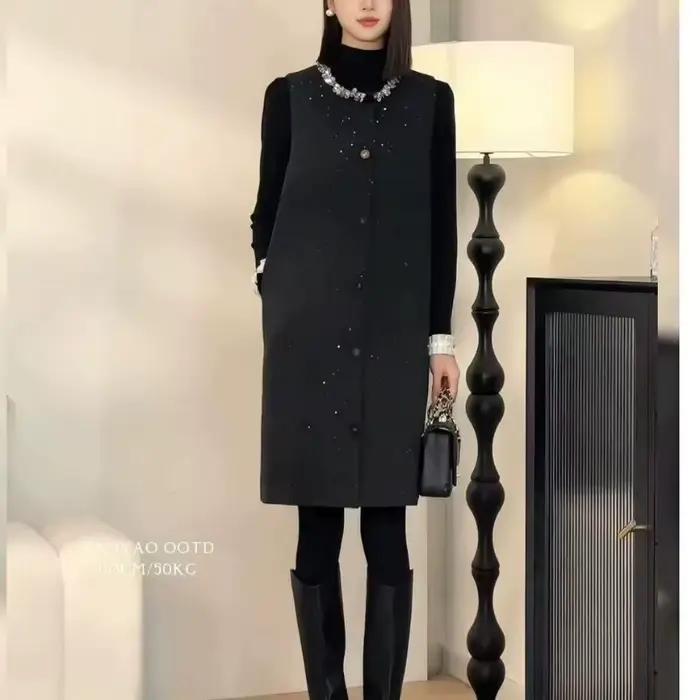 Gilet long en tweed pour femme