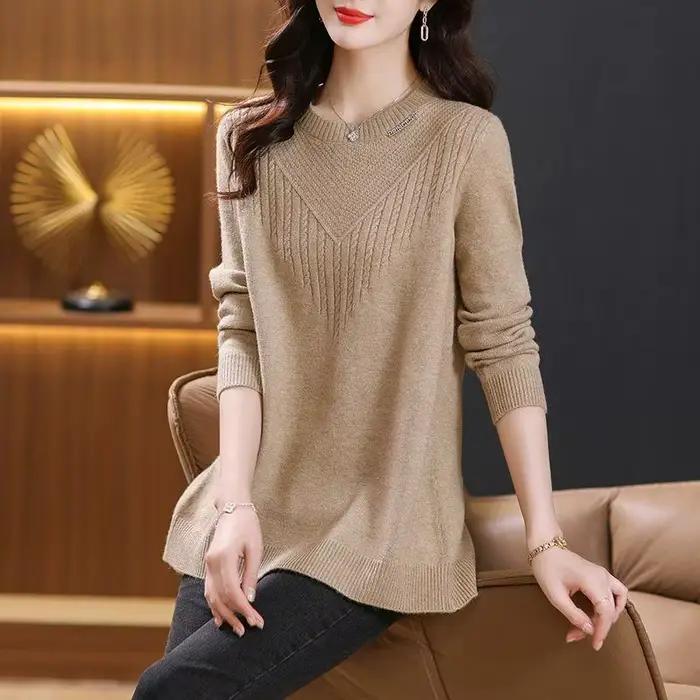 Pulls Femmes tricots haut col rond à manches longues pull Blouse printemps automne Femme