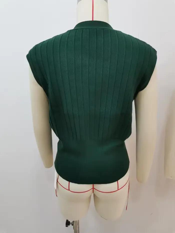 Gilet en tricot vert foncé pour femme