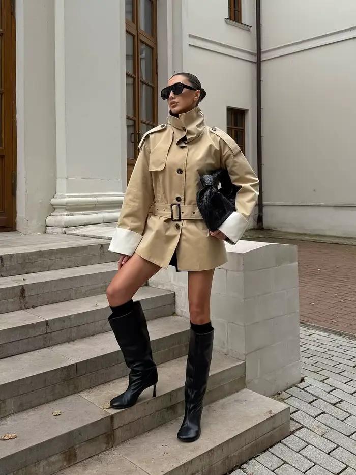 Trench-Coat Chic à col montant pour femmes