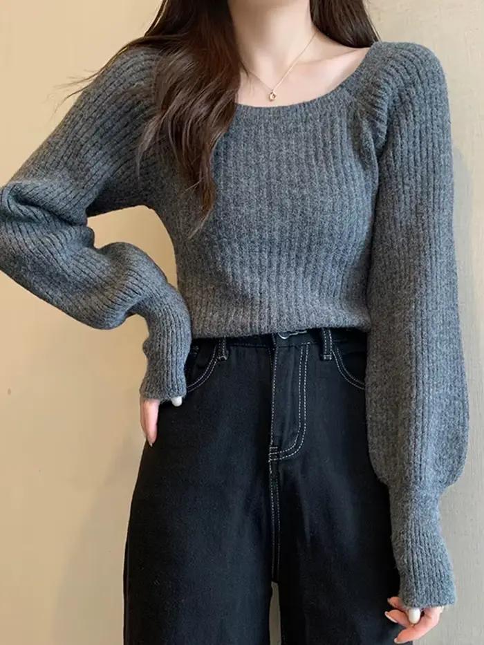 Pull à manches lanternes pour femme
