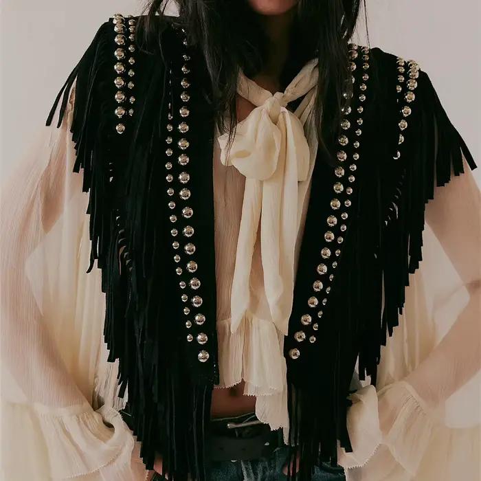 Gilet à franges pour femme