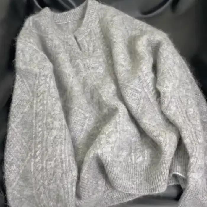 Pull épais à col en V pour femme