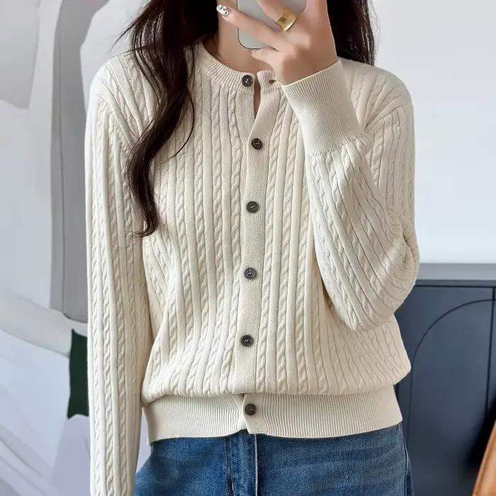 Cardigan tricoté en pur coton pour femme