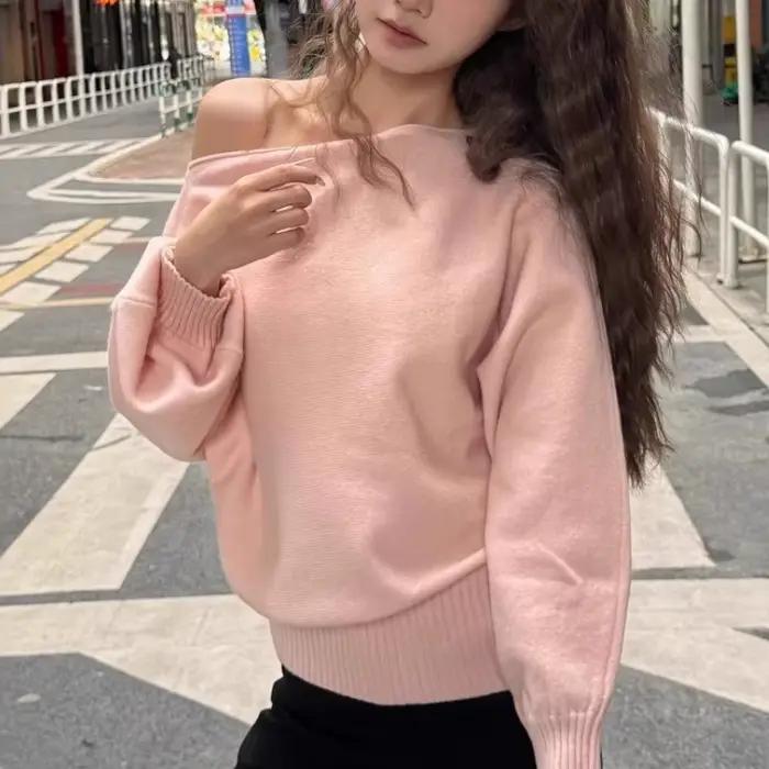 Batwing – Pull tricoté à manches longues pour femme