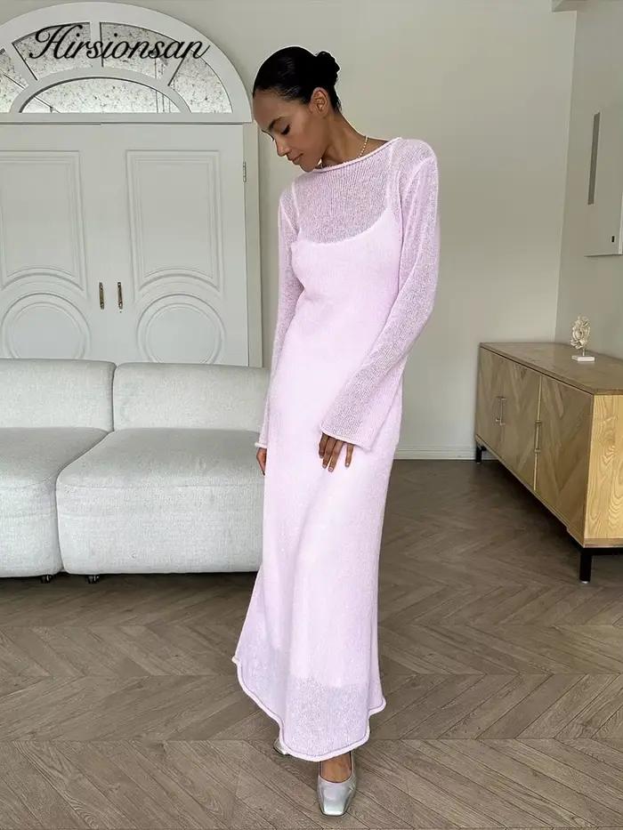 Hirsionsan – robe longue en tricot élastique pour Femme