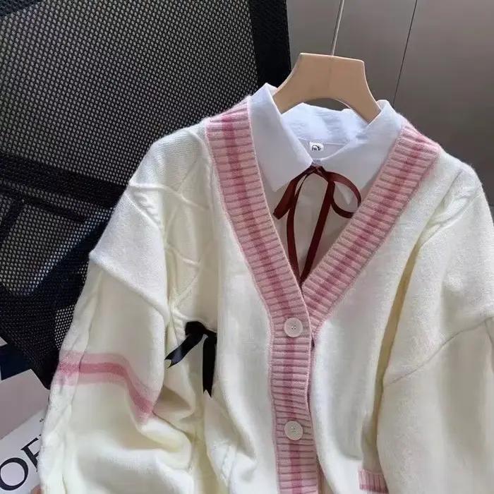 Cardigan tricoté à col en v pour femme