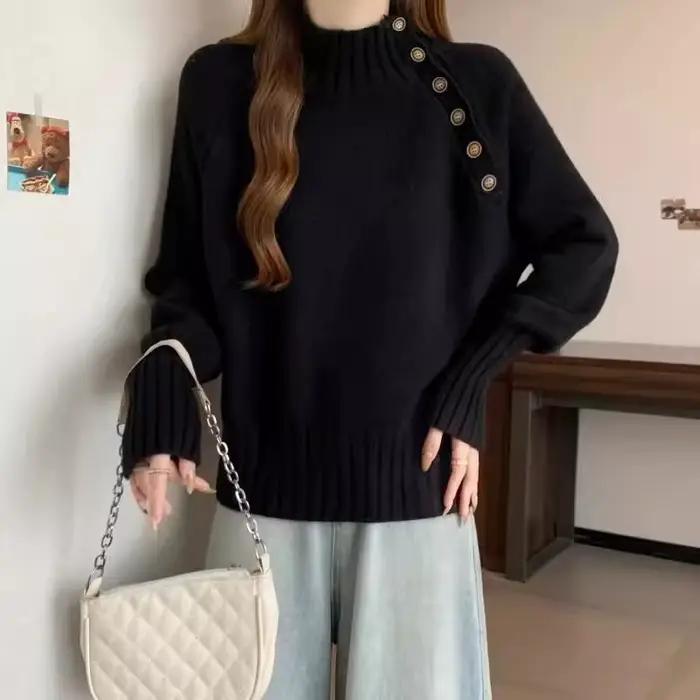 Pull tricoté à col mi-haut pour femmes