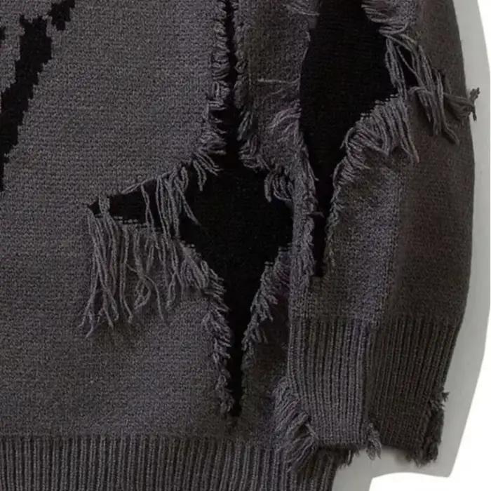 Pull tricoté ample style décontracté avec épaules tombantes