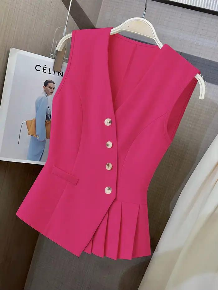 Gilet sans manches à col en V pour femme