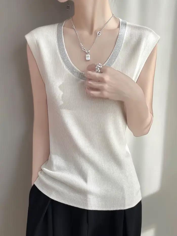 Débardeur en tricot sans manches pour femme