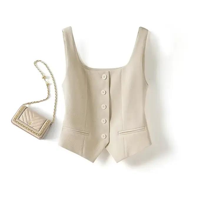 Costume pour femmes gilet manteau 2025 été Version coréenne mode dames gilet hauts être tout-match élégant femme cheval pince