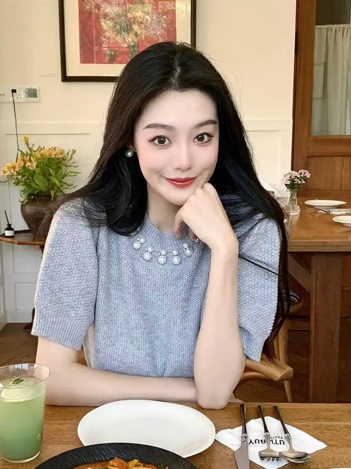 Pull en tricot à col rond pour femme