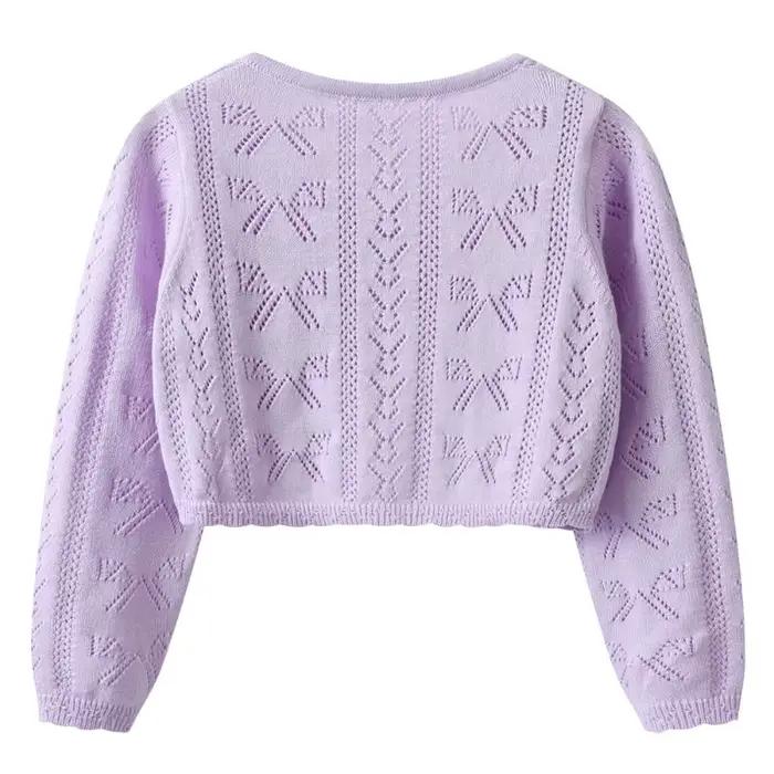 Pull en tricot avec nœuds et rubans pour filles