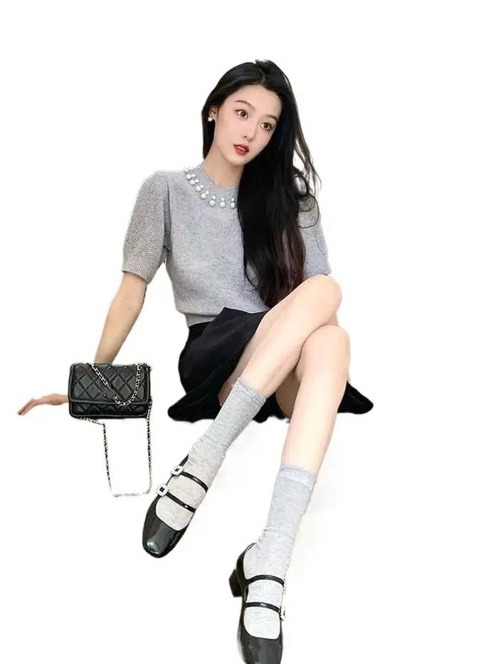 Pull en tricot à col rond pour femme
