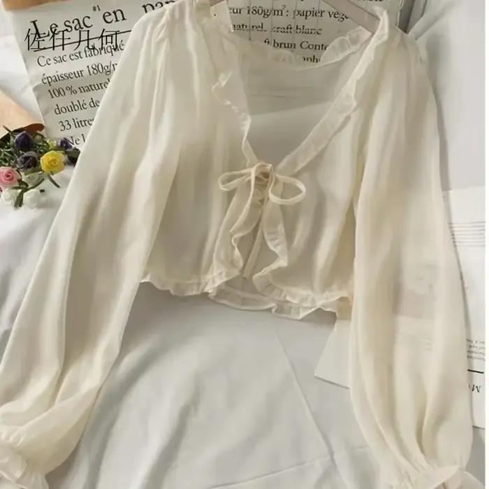 2025 Cardigan chemise femmes mince décontracté dentelle arc été Protection solaire vêtements