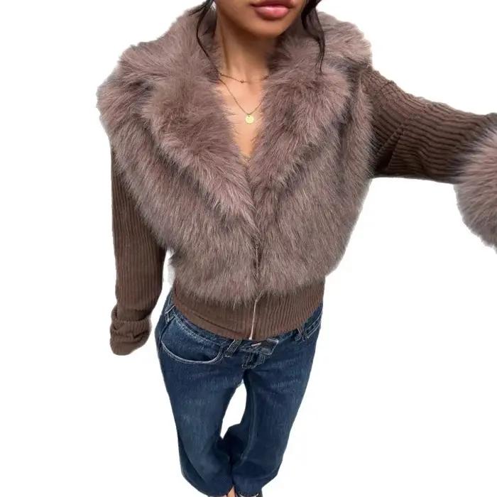 Cardigan épissé en peluche