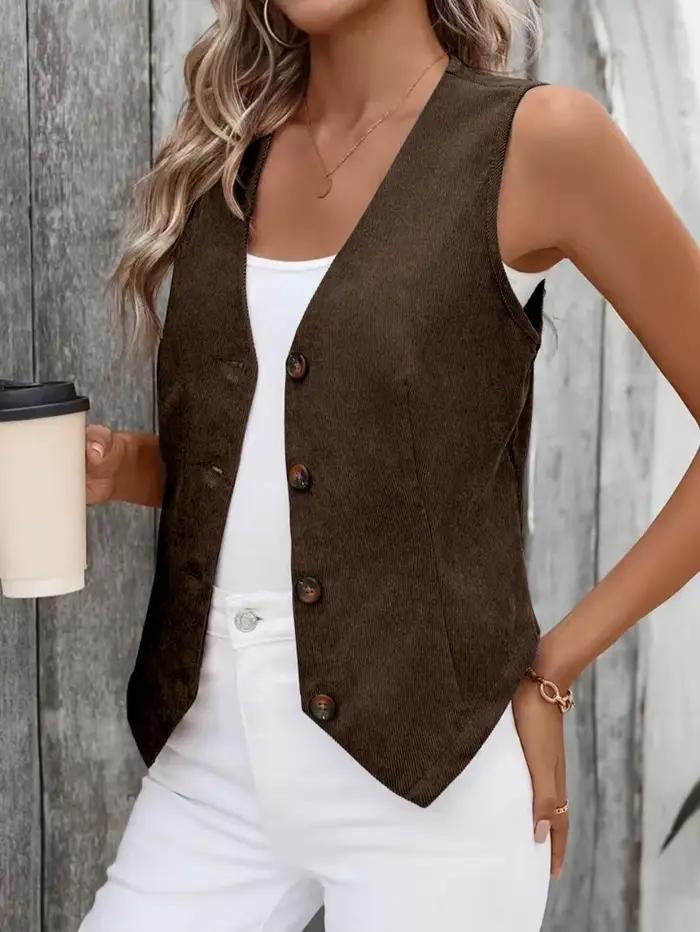 Gilet Vintage en velours côtelé pour femmes