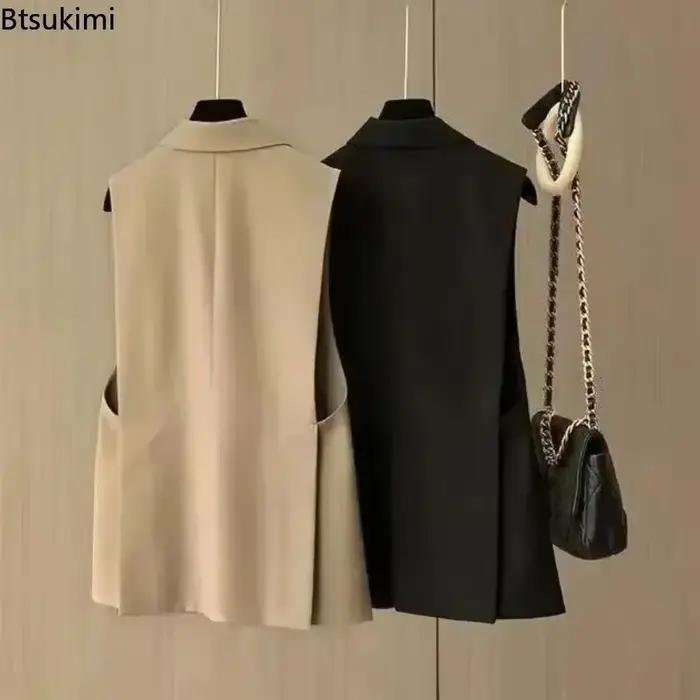 Gilet sans manches élégant pour femmes, taille M à 3XL, couleur khaki noir beige, style coréen, pour bureau et événements, saison printemps automne hiver, confortable et durable