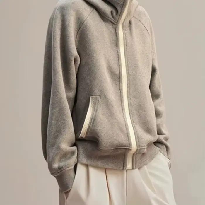 Nouveau pull à capuche court gris style baseball pour femme