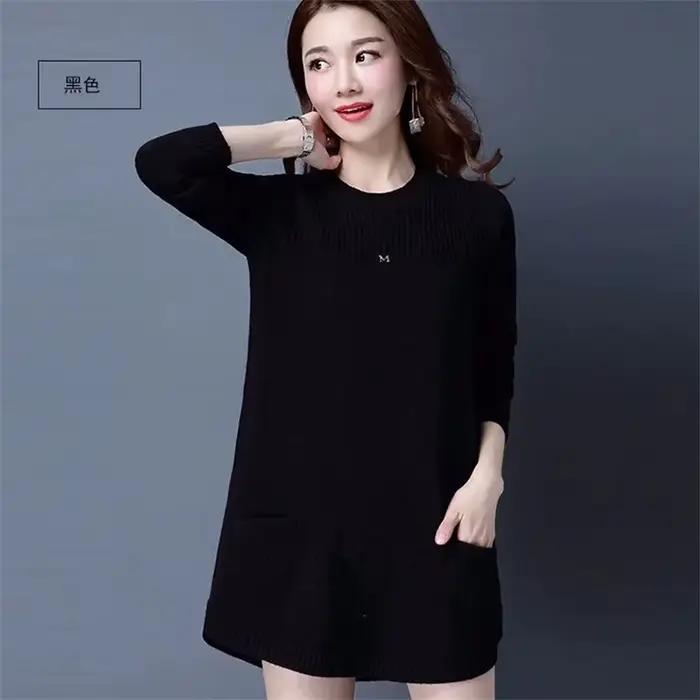 Nouvelles femmes pulls Long tricoté pull grande taille Femme printemps automne robe