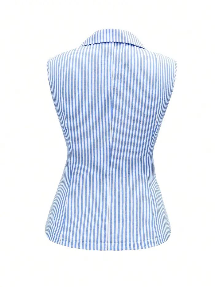 Gilet élégant à rayures et boutons pour femme