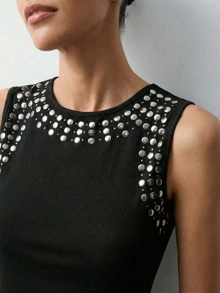Gilet pour femme 2026 en tissu sans couture avec broderie métallique