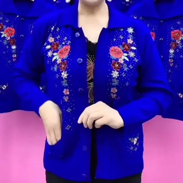 Cardigan brodé à col carré pour femme