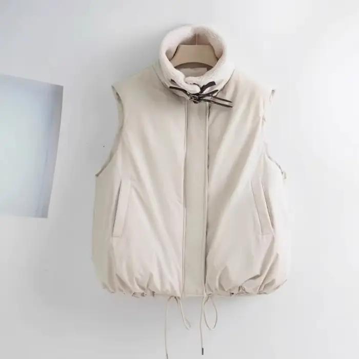 Gilet en polyester épais col en V pour femmes automne hiver style décontracté confortable et élégant pour diverses occasions