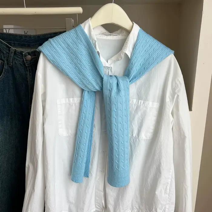 1 pièce : Châle tricoté uni simple pour femme