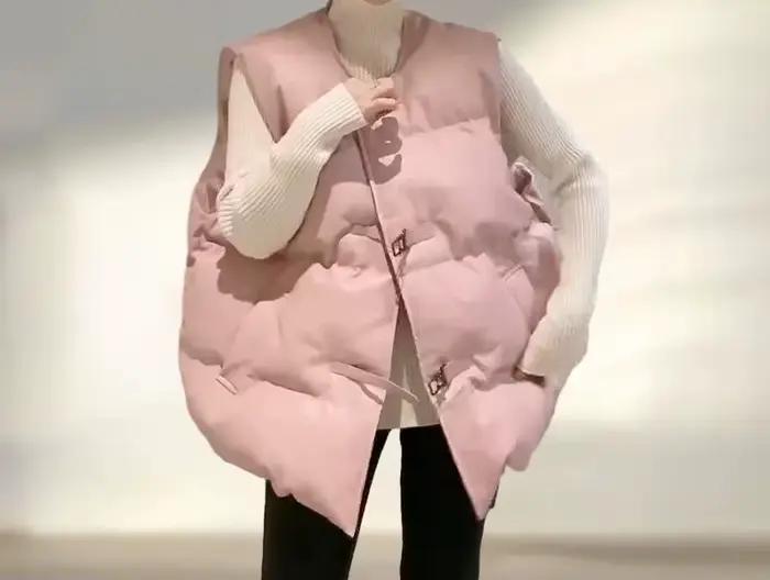 Veste ample à col rond et boucle en métal