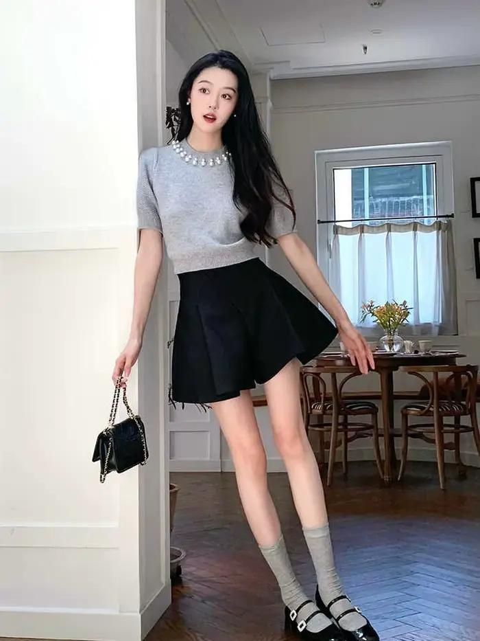 Pull en tricot à col rond pour femme