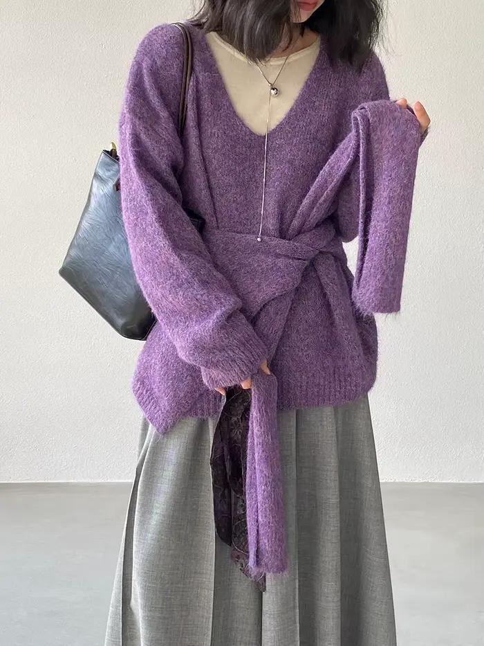 Pull tricoté doux et doux + couche extérieure avec châle