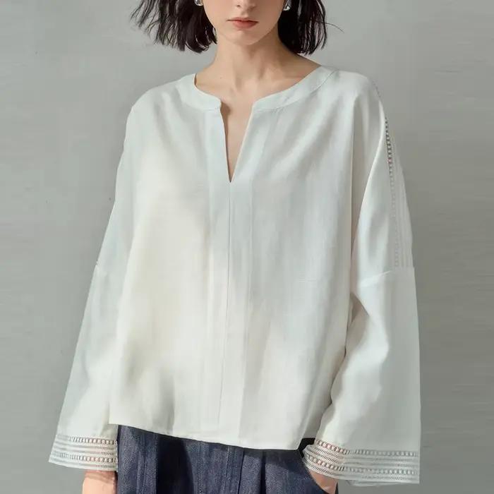 Haut en polyester bywindto style classique col en V pour femmes occasions spéciales printemps été