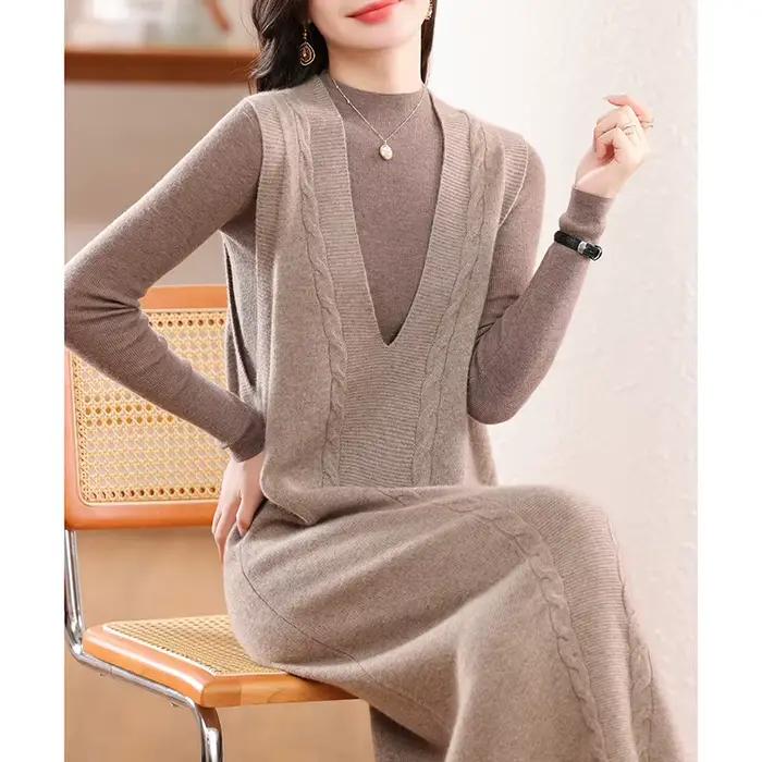 Robe en laine mérinos pour femme