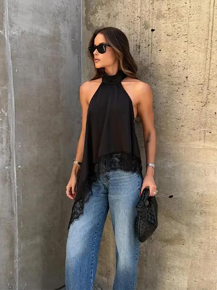 Pull tricoté à manches mi-longues pour femme