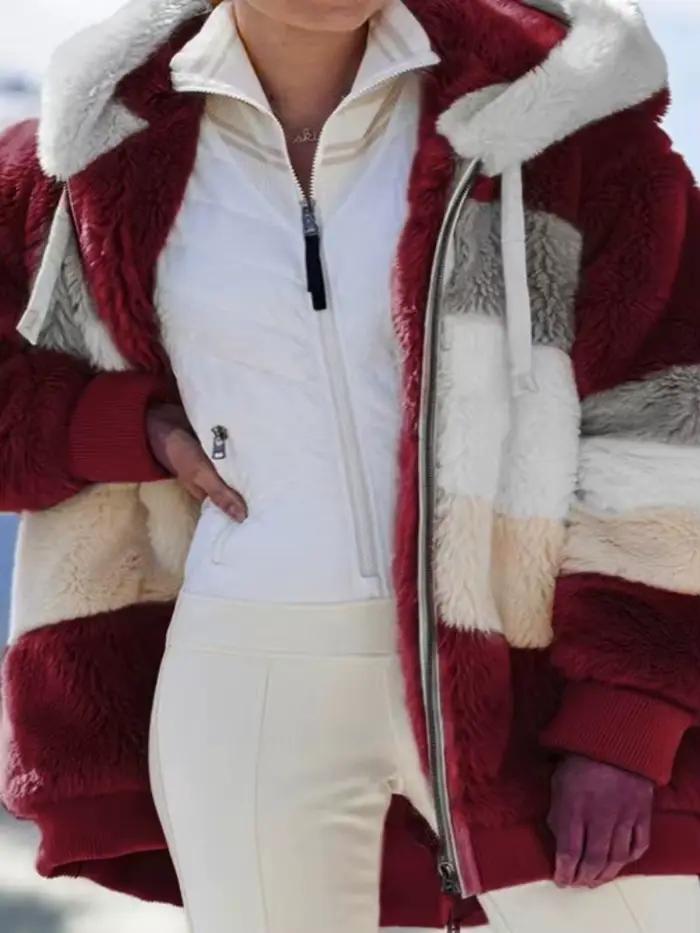 Femmes printemps et automne grande taille Long ours en peluche manteau chaud épaississement polaire fausse fourrure