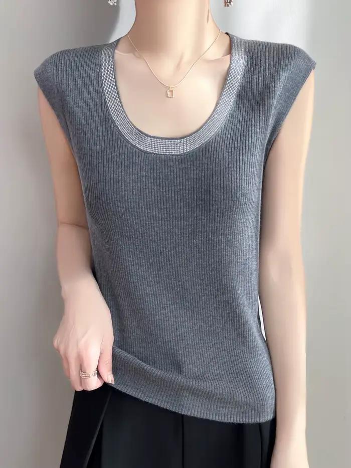 Débardeur en tricot sans manches pour femme