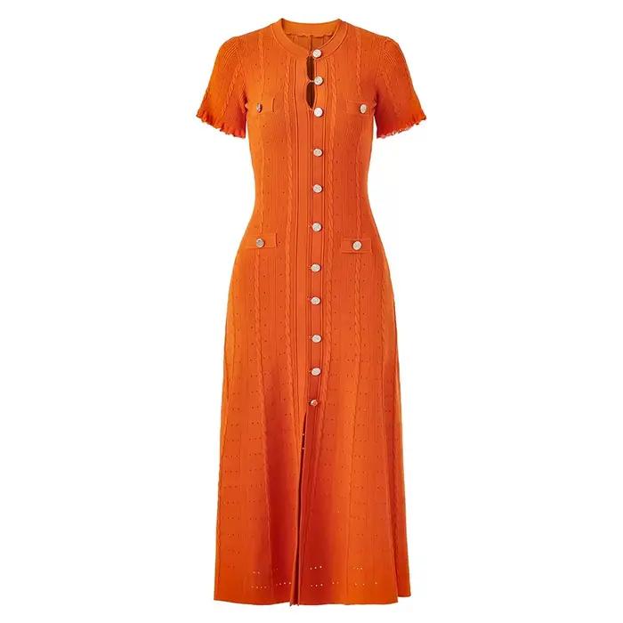 Robe midi vintage en tricot torsadé à manches courtes volantées pour femmes, élégante pour fêtes et décontraction, disponible en plusieurs couleurs et tailles, pour des occasions spéciales et quotidiennes