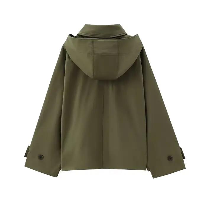 HXAO vert chaud hiver vestes à capuche femmes 2024 automne extérieur surdimensionné Bomber veste manteaux Demi-saison coupe-vent vêtements d'extérieur