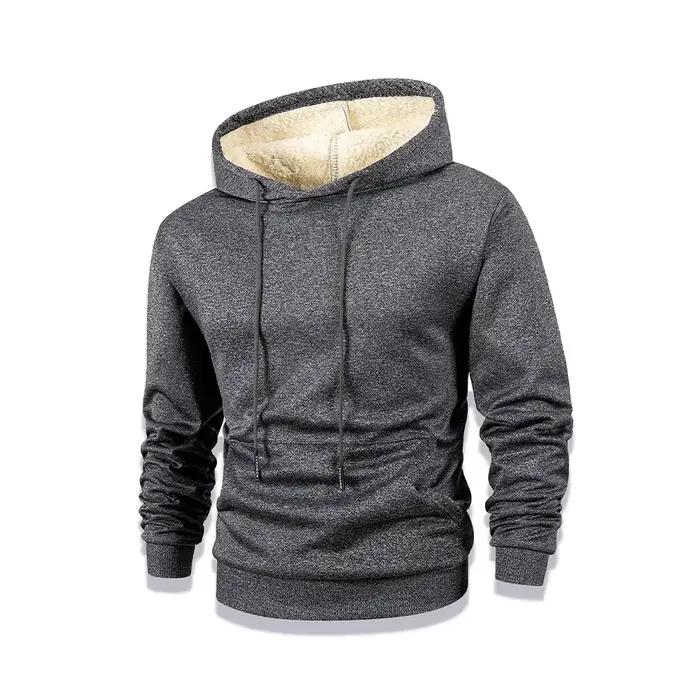 Hommes nouveau hiver chaud polaire doublé à capuche épais col rond solide basique pull sweat thermique confortable Streatwear hauts vêtements