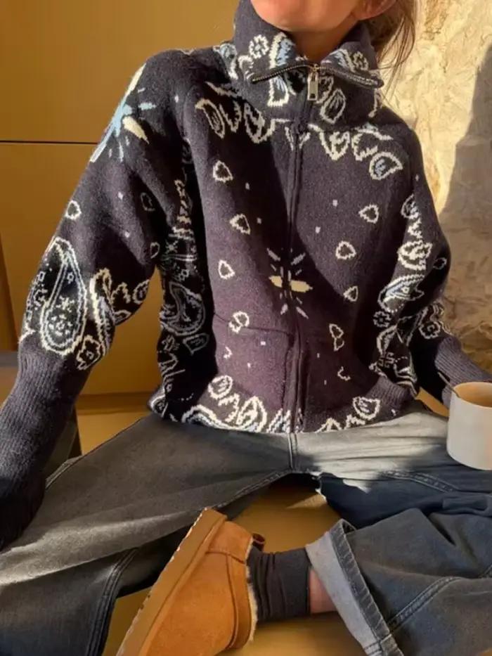 Pull tricoté à manches longues pour femme