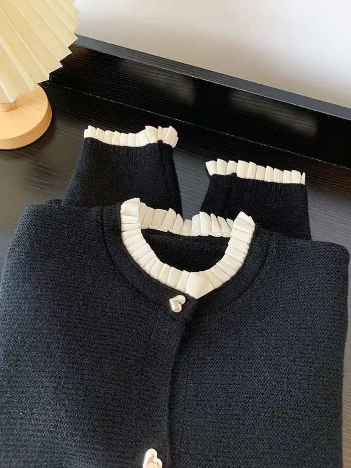 Veste Cardigan tricoté avec boutons d'amour