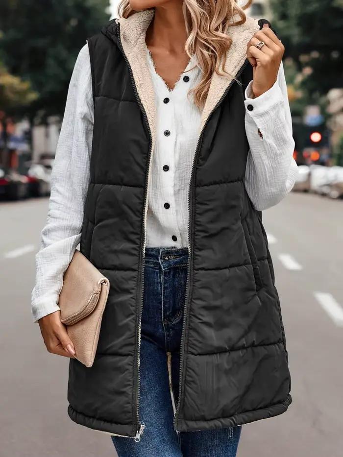 Gilet d'hiver réversible chaud pour femme