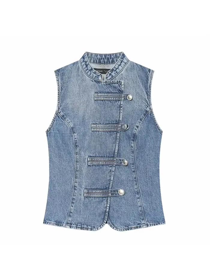 Gilet zippé décontracté vintage pour femme