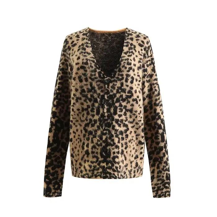 Cardigan imprimé léopard Y2K